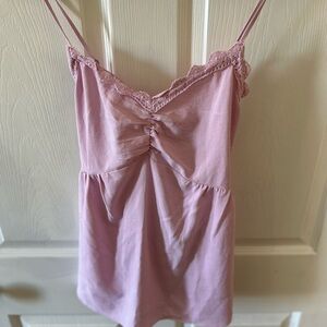 Elegant Pink Lace Trim Camisole